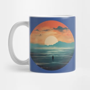 Romantic Sci-Fi Planet Lonely Wanderer Orange Sky Design Mug